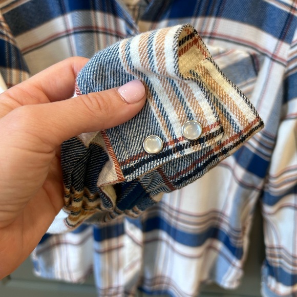 Idyllwind Blue Cream Longsleeve Lightweight Plaid Pearl Snap Western Top - Picture 3 of 9